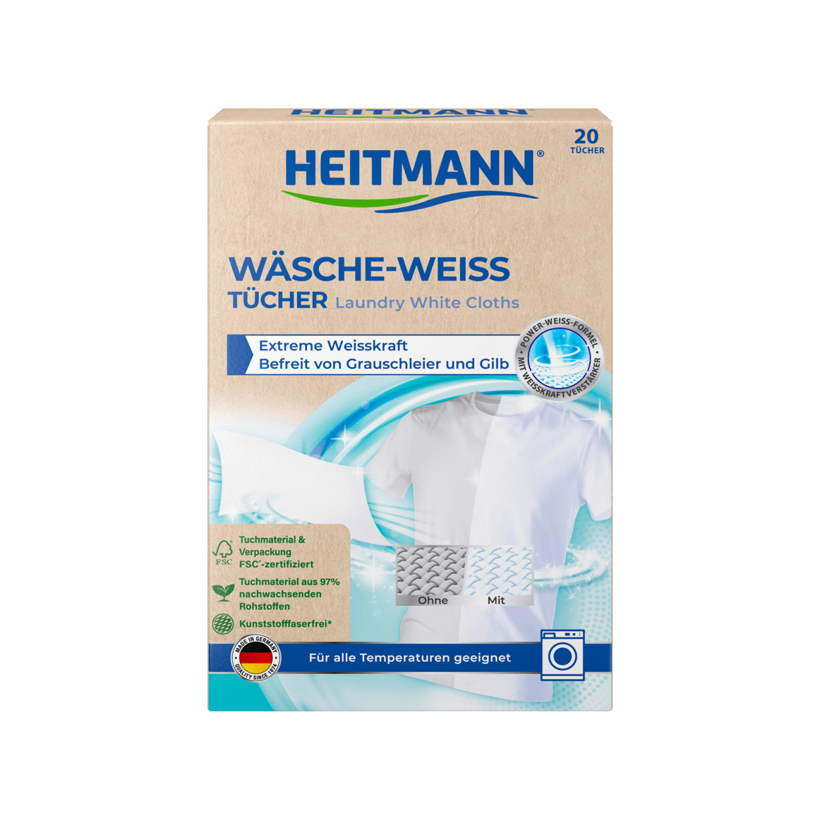 HEITMANN aktivne maramice za blistavo beli veš 20/1